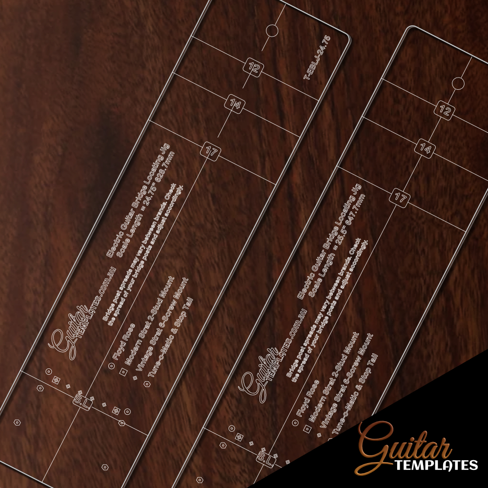 Electric Bridge Locating Templates - Guitar Templates