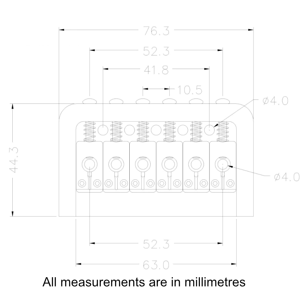 BN201 Dimensions for hardtail bridge