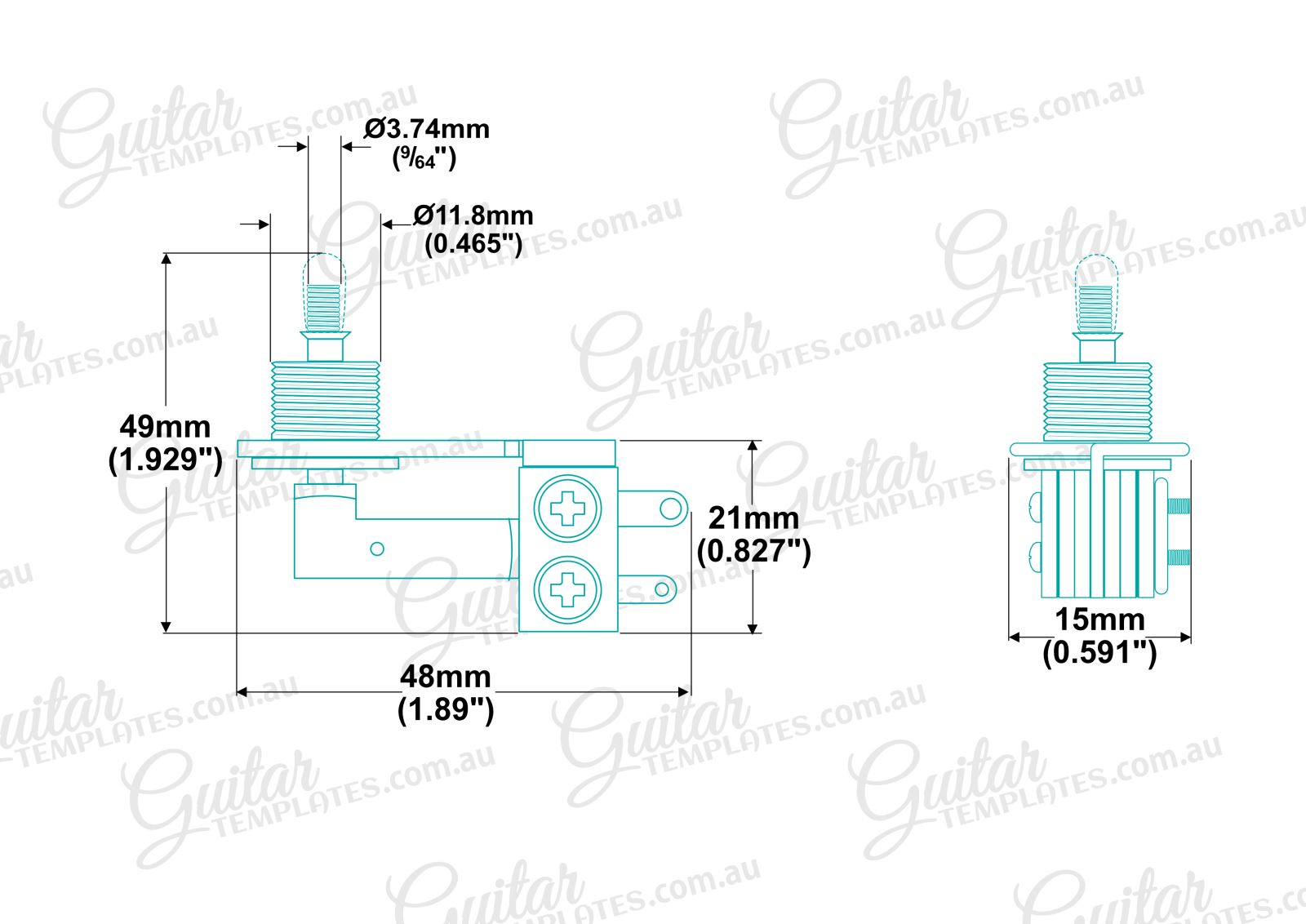 Switch Dimensions for Les Paul Guitar