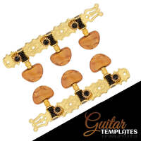 DR Parts Classical Guitar Tuning Machines Gold Plate Amber Buttons