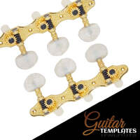 DR Parts Classical Guitar Tuning Machines Gold Plate Pearloid Buttons