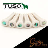 White TUSQ Bridge Pins w Large 4mm PAUA Dots