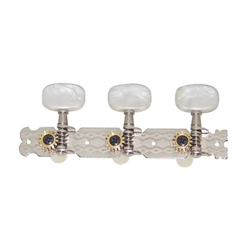 DR Parts Classical Guitar Tuning Machines Silver Plate Pearloid Buttons