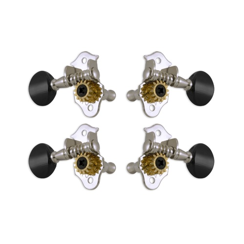 Chrome with Black Grover Original Sta-Tite Ukulele Tuners