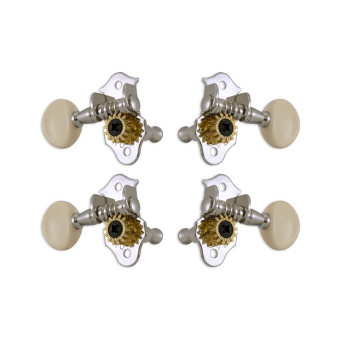 Chrome with White Grover Original Sta-Tite Ukulele Tuners