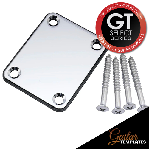 Chrome 4 hole Neck Plate with cushion For Electric or Bass Guitar with screws