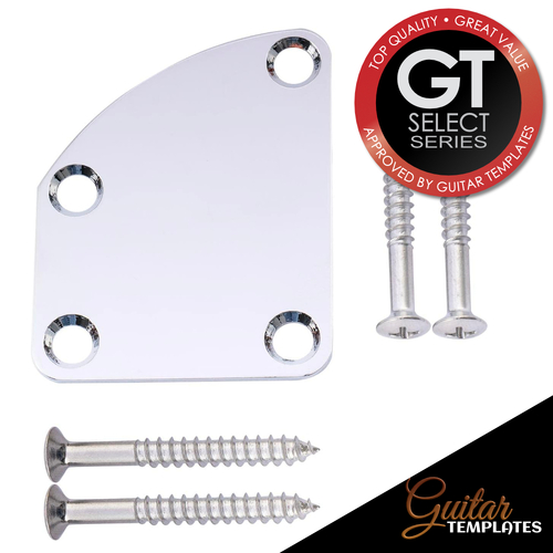 Chrome Curved 4-hole  neck plate for guitar or bass