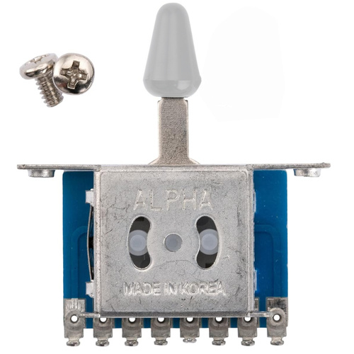 Alpha Pickup Selector Switch,  Strat-style 5-Way, White Tip