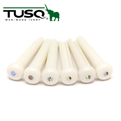 White TUSQ Bridge Pins with 2mm Paua/Abalone Dots