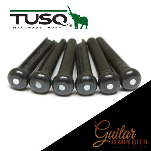 Black TUSQ Bridge Pins Black with 2mm White MOP Dots