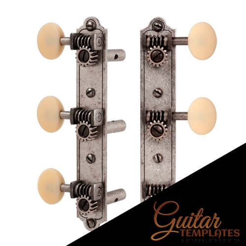 Relic Nickel Golden Age Restoration Tuners for Slotted Peghead Guitar - Bell-end